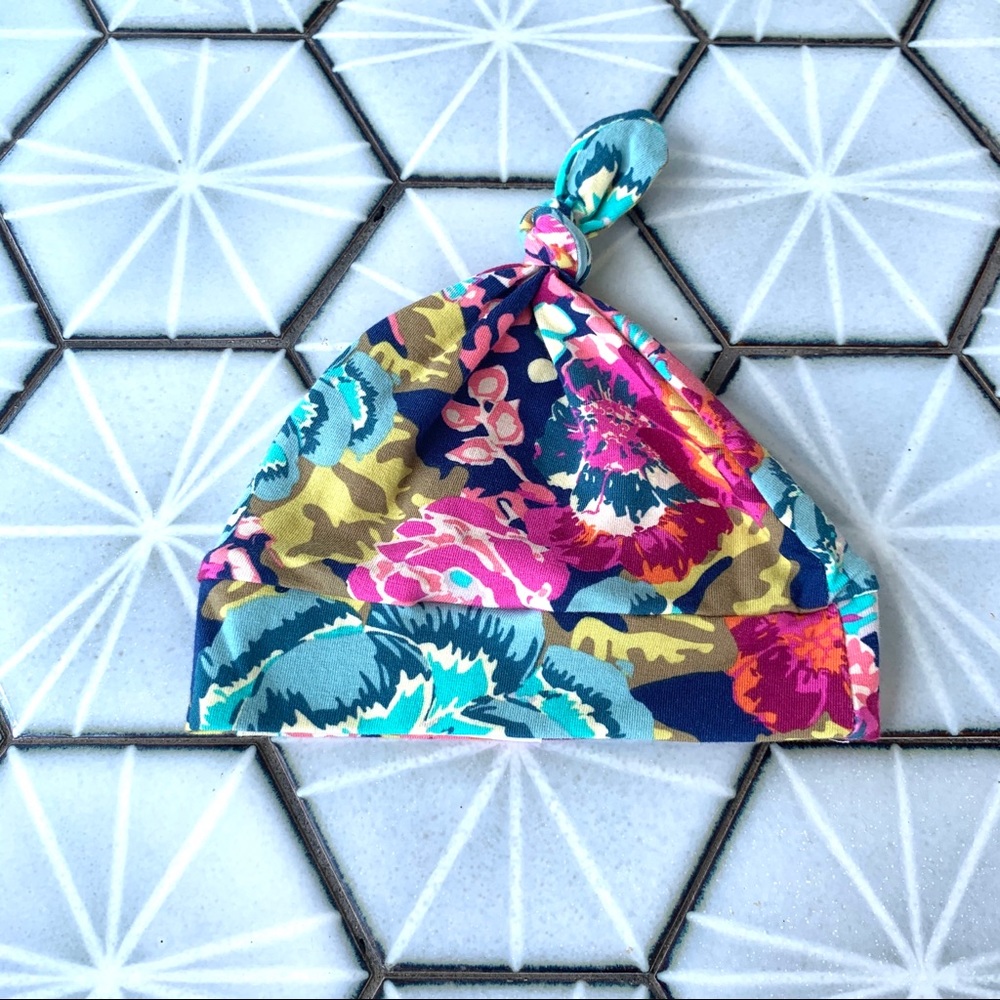 Infant Floral Top Knot Hat
